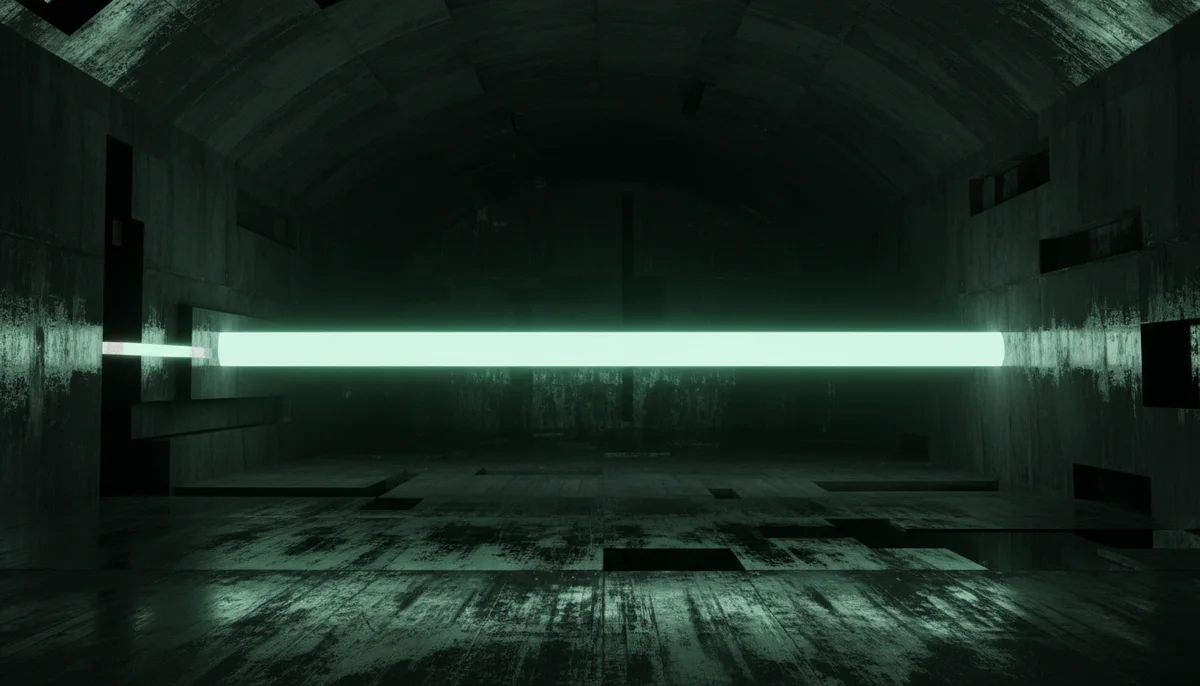Light beam cutting through dark architectural space